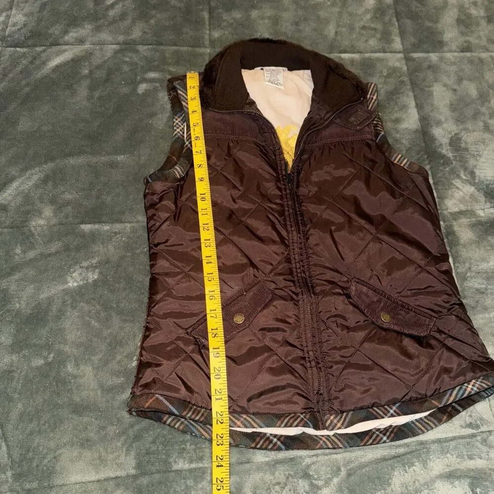 Cabi Puffer Vest Women's Small Brown Lined Quilted Pockets Vintage Boho‎ Cottage